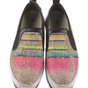 MSGM Multicolor Tweed Platform Slip-on Sneakers